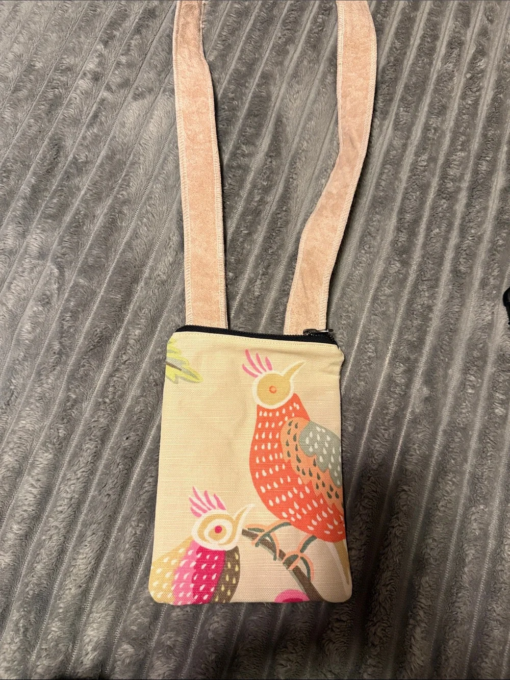 Floral Crossbody Phone Bag in Beige and Pink
